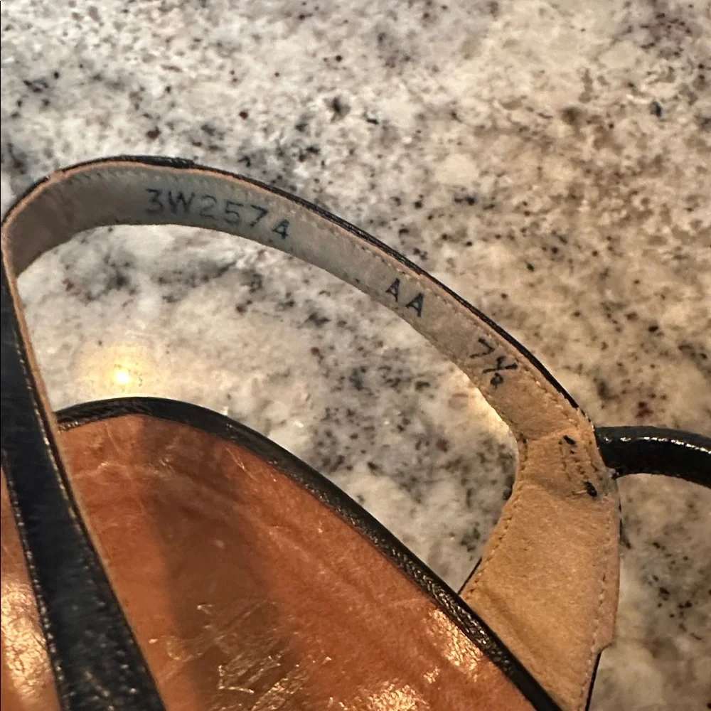 Martinique Black and Tan Wedge Sandals - Picture 6 of 13